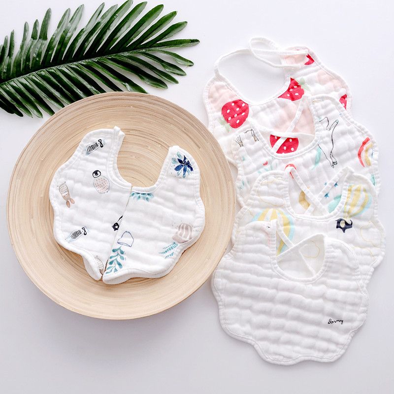 Pure Cotton Baby Scarf, Autumn and Winter Thick Baby Drooling Water bag, With Lace up Drooling Towel, Baby Lace up Printed bib
