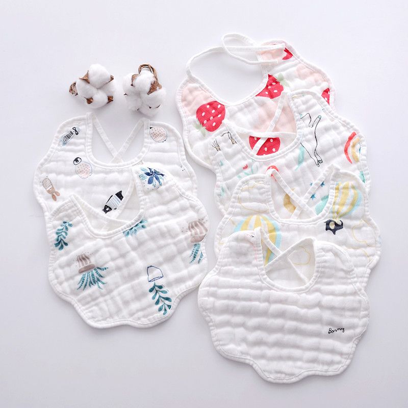 Pure Cotton Baby Scarf, Autumn and Winter Thick Baby Drooling Water bag, With Lace up Drooling Towel, Baby Lace up Printed bib