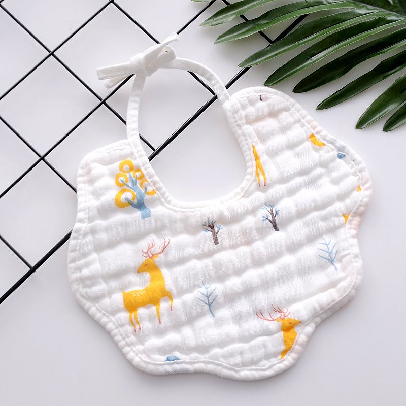 Pure Cotton Baby Scarf, Autumn and Winter Thick Baby Drooling Water bag, With Lace up Drooling Towel, Baby Lace up Printed bib