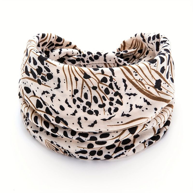 1PC Leopard Print Sports Headband, European and American Knotted Wide Edge Elastic Headband, Sweat Absorbing Headband