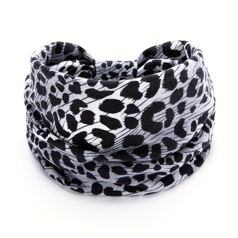 1PC Leopard Print Sports Headband, European and American Knotted Wide Edge Elastic Headband, Sweat Absorbing Headband