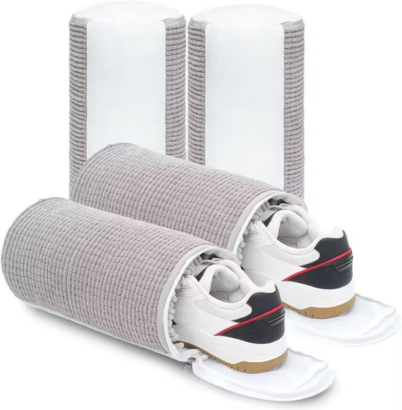1PC Side Zipper Shoe Bag for Washing Machine Chenille Velvet Lined Shoe Washing Bag Portable Fluffy Fiber Sneaker Laundry Bags(Note: This is for sale as one item, not a pair)