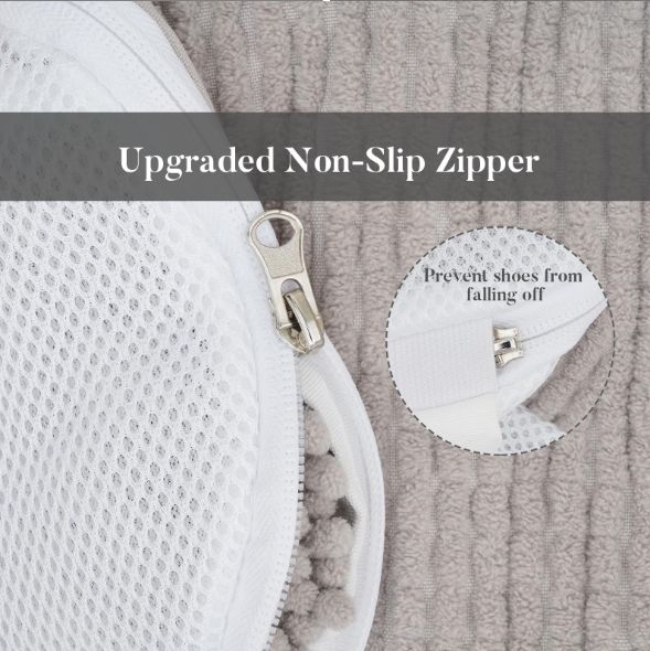 1PC Side Zipper Shoe Bag for Washing Machine Chenille Velvet Lined Shoe Washing Bag Portable Fluffy Fiber Sneaker Laundry Bags(Note: This is for sale as one item, not a pair)