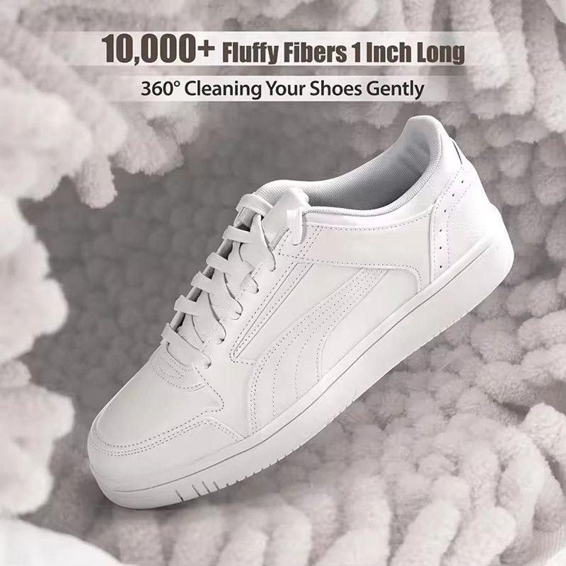 1PC Side Zipper Shoe Bag for Washing Machine Chenille Velvet Lined Shoe Washing Bag Portable Fluffy Fiber Sneaker Laundry Bags(Note: This is for sale as one item, not a pair)