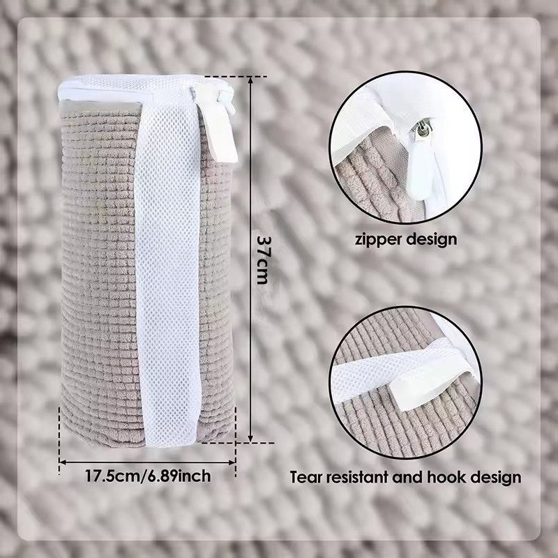 1PC Side Zipper Shoe Bag for Washing Machine Chenille Velvet Lined Shoe Washing Bag Portable Fluffy Fiber Sneaker Laundry Bags(Note: This is for sale as one item, not a pair)