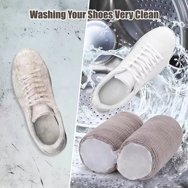 1PC Side Zipper Shoe Bag for Washing Machine Chenille Velvet Lined Shoe Washing Bag Portable Fluffy Fiber Sneaker Laundry Bags(Note: This is for sale as one item, not a pair)