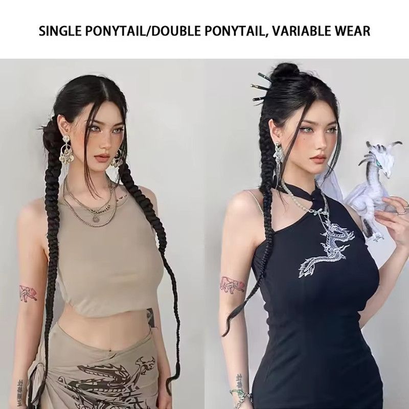 1PC Synthetic Hair Ponytail Wig Women's Twist Braid Spice Girls Fashion Playful Lady Wig Dirty Braid Hair Accessories