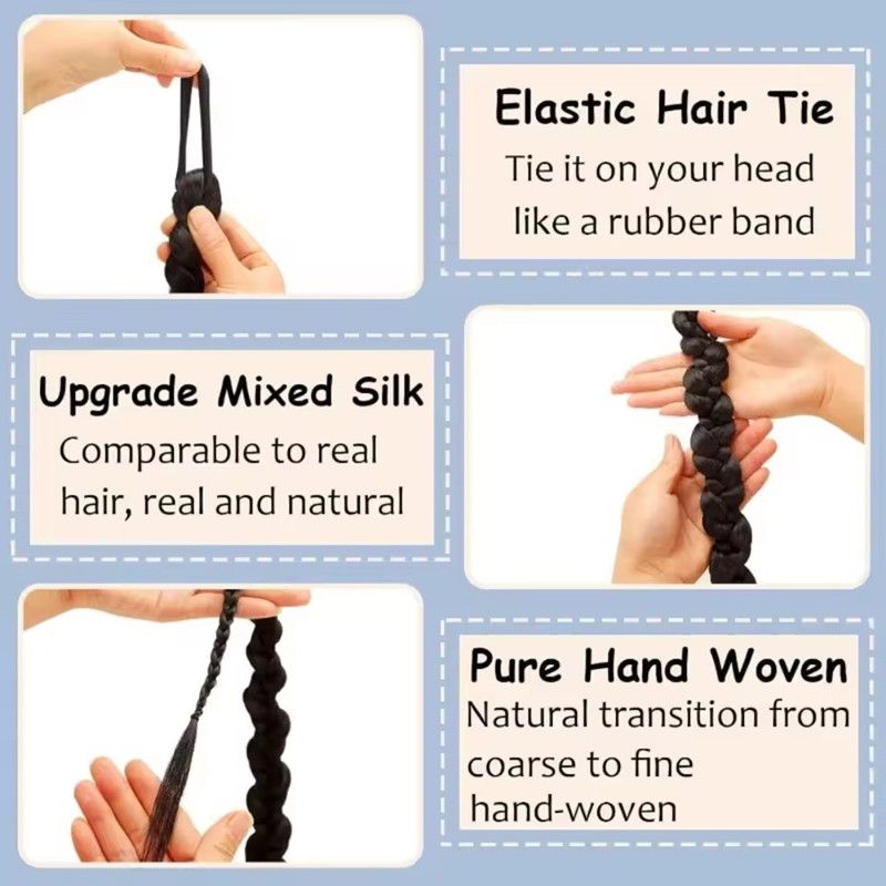 1PC Synthetic Hair Ponytail Wig Women's Twist Braid Spice Girls Fashion Playful Lady Wig Dirty Braid Hair Accessories