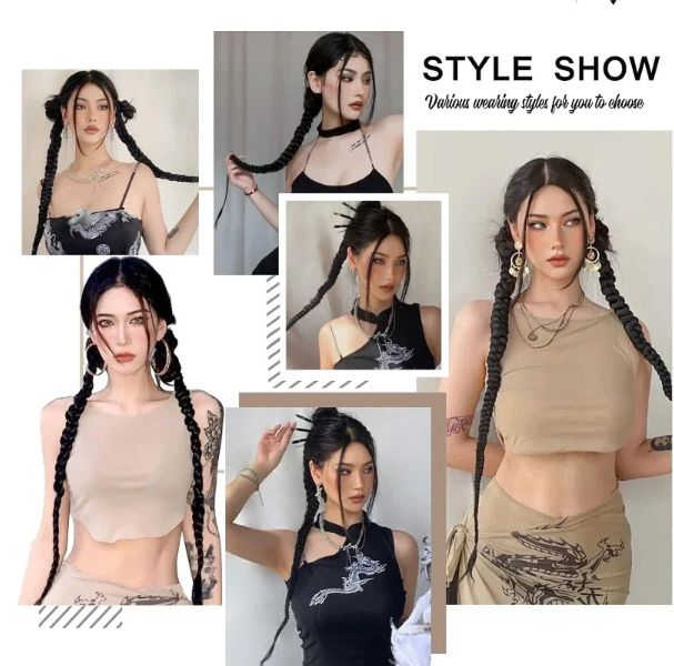 1PC Synthetic Hair Ponytail Wig Women's Twist Braid Spice Girls Fashion Playful Lady Wig Dirty Braid Hair Accessories