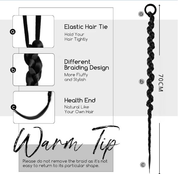 1PC Synthetic Hair Ponytail Wig Women's Twist Braid Spice Girls Fashion Playful Lady Wig Dirty Braid Hair Accessories