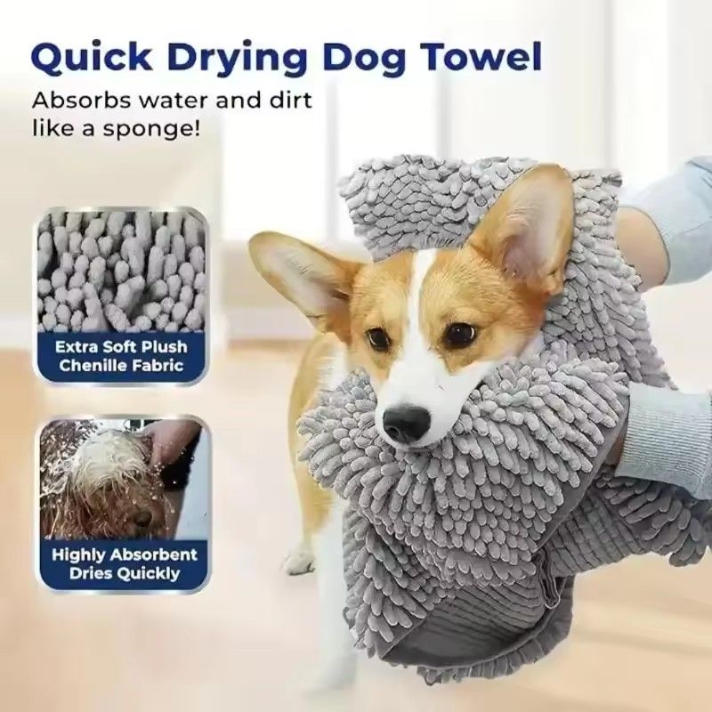 Super Absorbent Pet Bath Towel Quick-drying Water Uptake Cat Dog Towels Soft Bath Robe Dry Pet Cleaning Washcloth Accessories