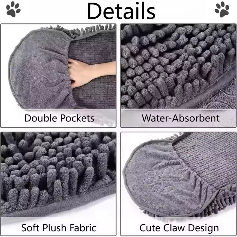 Super Absorbent Pet Bath Towel Quick-drying Water Uptake Cat Dog Towels Soft Bath Robe Dry Pet Cleaning Washcloth Accessories