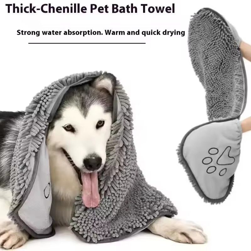 Super Absorbent Pet Bath Towel Quick-drying Water Uptake Cat Dog Towels Soft Bath Robe Dry Pet Cleaning Washcloth Accessories