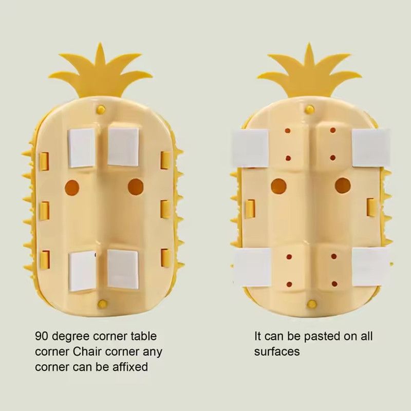 Cat Self Groomer Pineapple Shape Cat Wall Corner Massage Comb with Catnip Cat Face Scratcher Grooming Brush for Long Short Fur