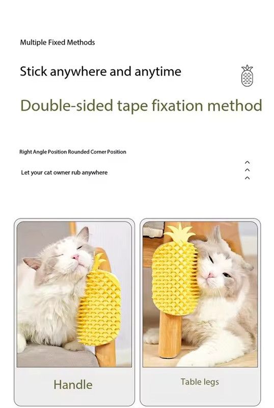 Cat Self Groomer Pineapple Shape Cat Wall Corner Massage Comb with Catnip Cat Face Scratcher Grooming Brush for Long Short Fur