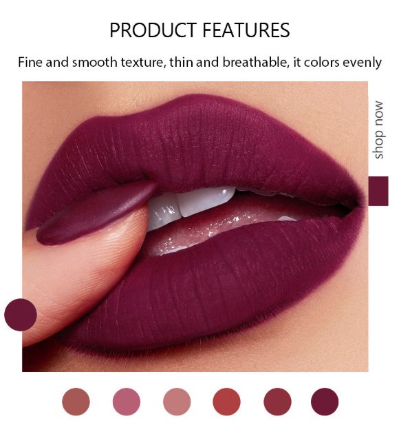 1PC 6 Colors Sexy Matte Lipstick Waterproof Long Lasting Non-stick Cup Lip Stick Liner Pencil Woman Makeup Lips Cosmetics view 4