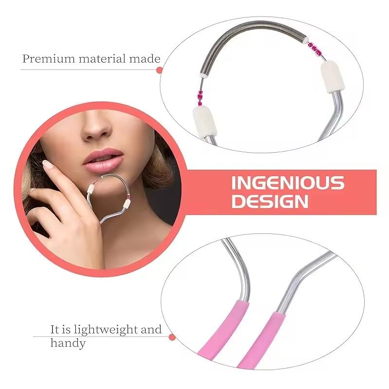 2PCS Facial Epilator for Women, Remove Unwanted Hair on Upper Lip, Chin, Face, Portable Handheld Spring Roller Epilator