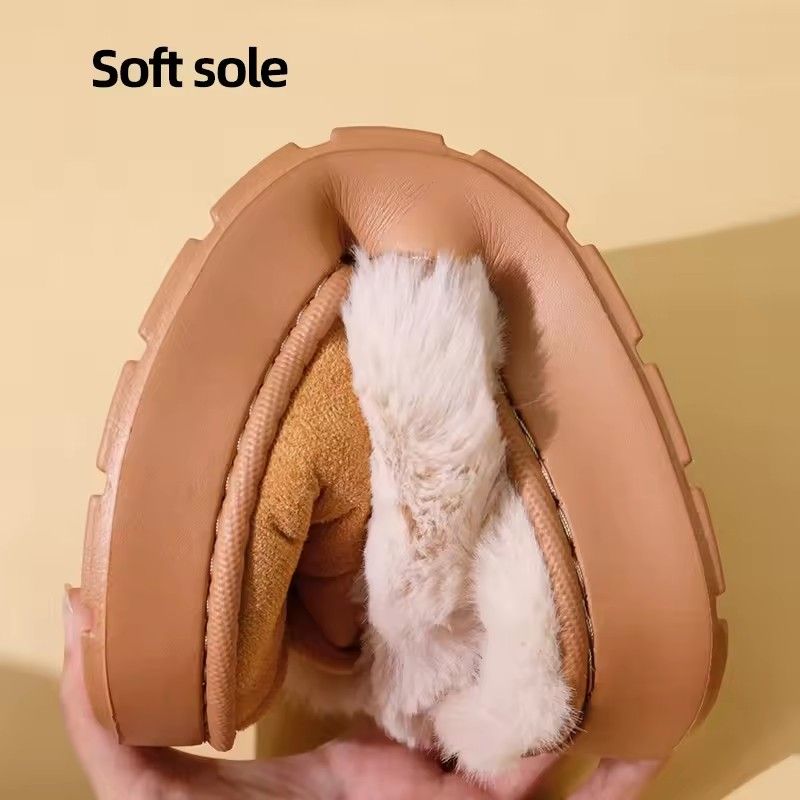 Winter Warm Sports Fluffy Slippers Women Thick Sole Non Slip Plush House Shoes Woman Fashion Faux Fur Platform Indoor Slippers