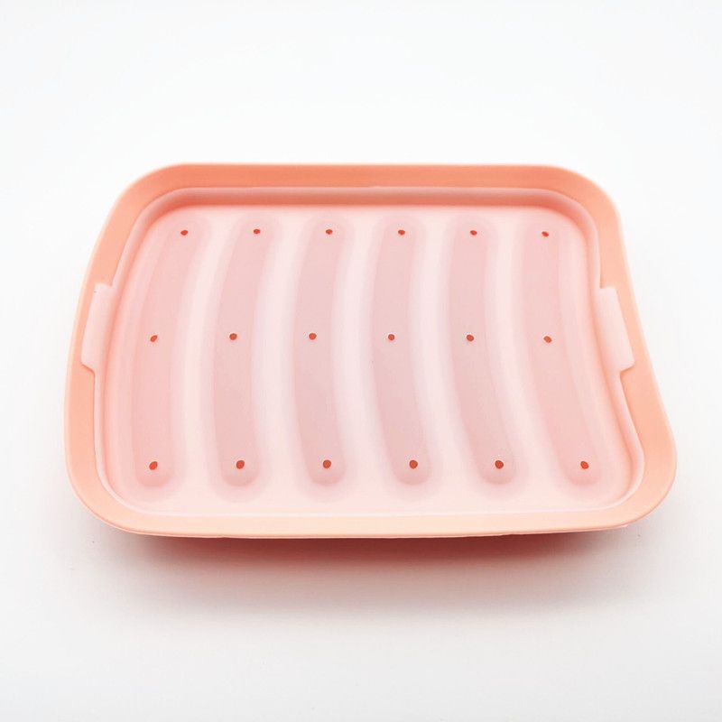 1PC New Non-Stick Sausage Maker Mould With Lid Patty Makers Hot Dog Maker Cooking Tools 6 Cavity Silicone Mold Kitchen Baking