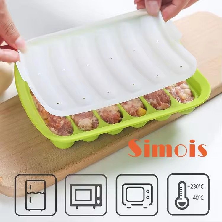1PC New Non-Stick Sausage Maker Mould With Lid Patty Makers Hot Dog Maker Cooking Tools 6 Cavity Silicone Mold Kitchen Baking