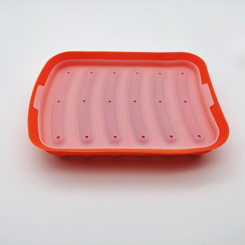 1PC New Non-Stick Sausage Maker Mould With Lid Patty Makers Hot Dog Maker Cooking Tools 6 Cavity Silicone Mold Kitchen Baking