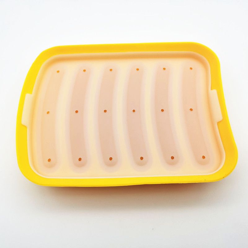 1PC New Non-Stick Sausage Maker Mould With Lid Patty Makers Hot Dog Maker Cooking Tools 6 Cavity Silicone Mold Kitchen Baking