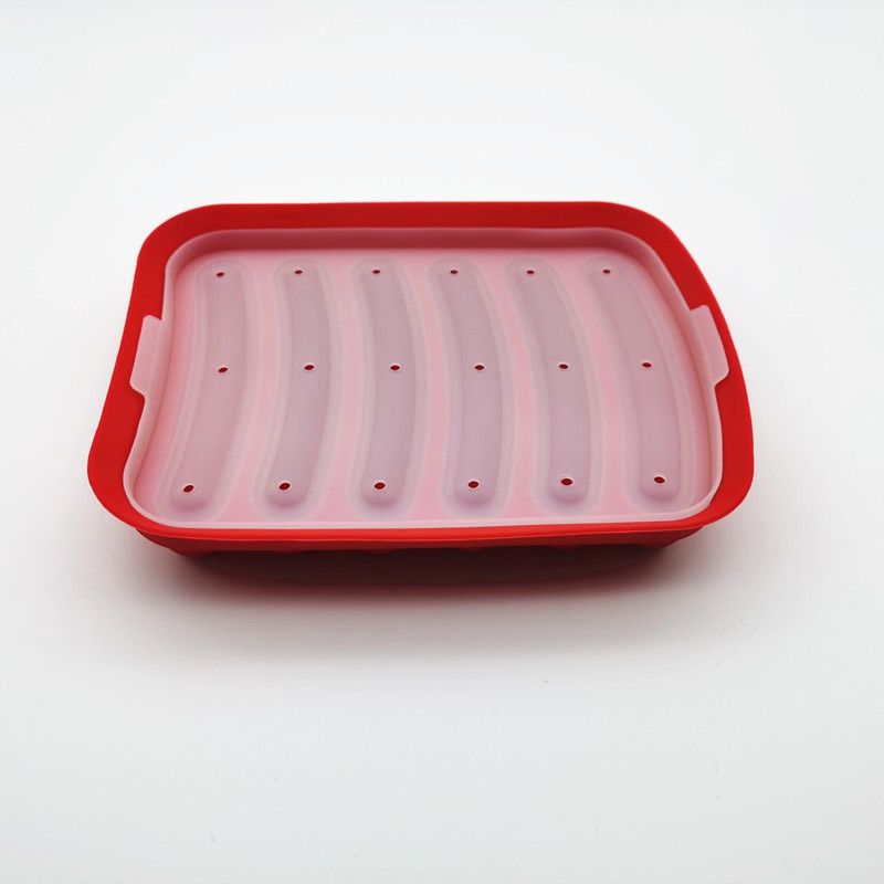 1PC New Non-Stick Sausage Maker Mould With Lid Patty Makers Hot Dog Maker Cooking Tools 6 Cavity Silicone Mold Kitchen Baking