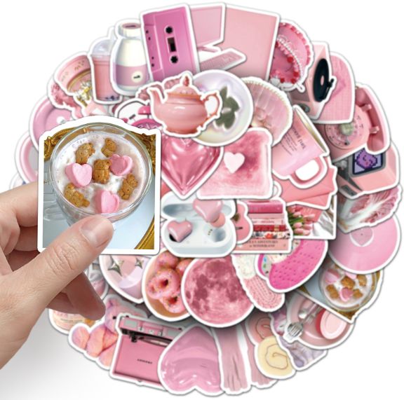 50Pcs INS Style Cute Pink Small Items Stickers DIY Bicycles Travel Bags Cups Laptops Graffiti Waterproof Stickers Toy Stickers