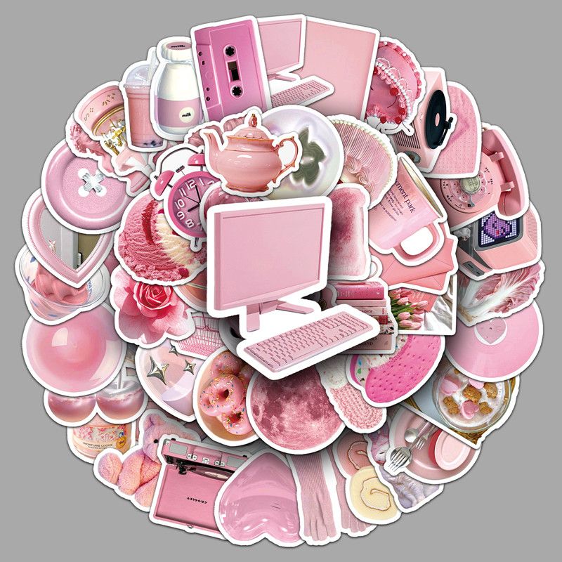 50Pcs INS Style Cute Pink Small Items Stickers DIY Bicycles Travel Bags Cups Laptops Graffiti Waterproof Stickers Toy Stickers