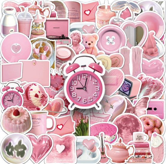50Pcs INS Style Cute Pink Small Items Stickers DIY Bicycles Travel Bags Cups Laptops Graffiti Waterproof Stickers Toy Stickers