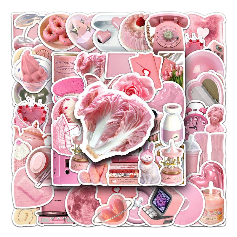 50Pcs INS Style Cute Pink Small Items Stickers DIY Bicycles Travel Bags Cups Laptops Graffiti Waterproof Stickers Toy Stickers