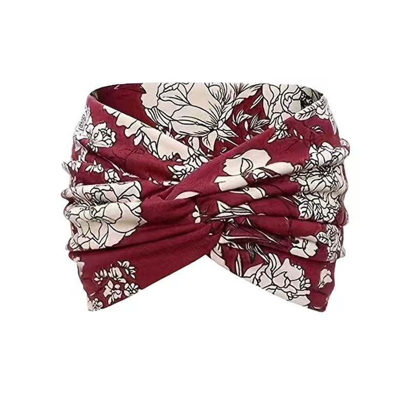 1PC Bohemian Yoga Sports Headband: Elastic, Anti-slip, Wide Headband for Workouts, Running, Sweat-absorbing