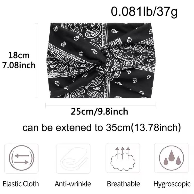 1PC Bohemian Yoga Sports Headband: Elastic, Anti-slip, Wide Headband for Workouts, Running, Sweat-absorbing