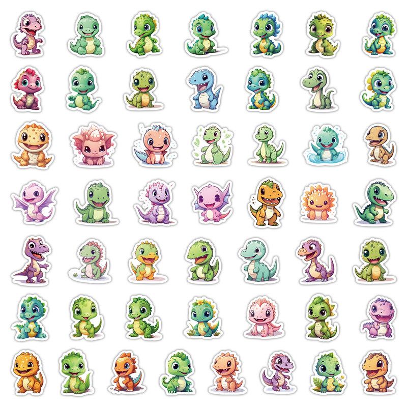 50PCS Cartoon Small Dinosaur PVC Sticker Aesthetic Children's Decoration Scrapbooking Stationery School Supplies for Kids