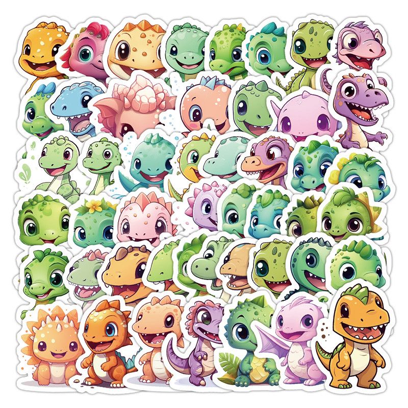 50PCS Cartoon Small Dinosaur PVC Sticker Aesthetic Children's Decoration Scrapbooking Stationery School Supplies for Kids