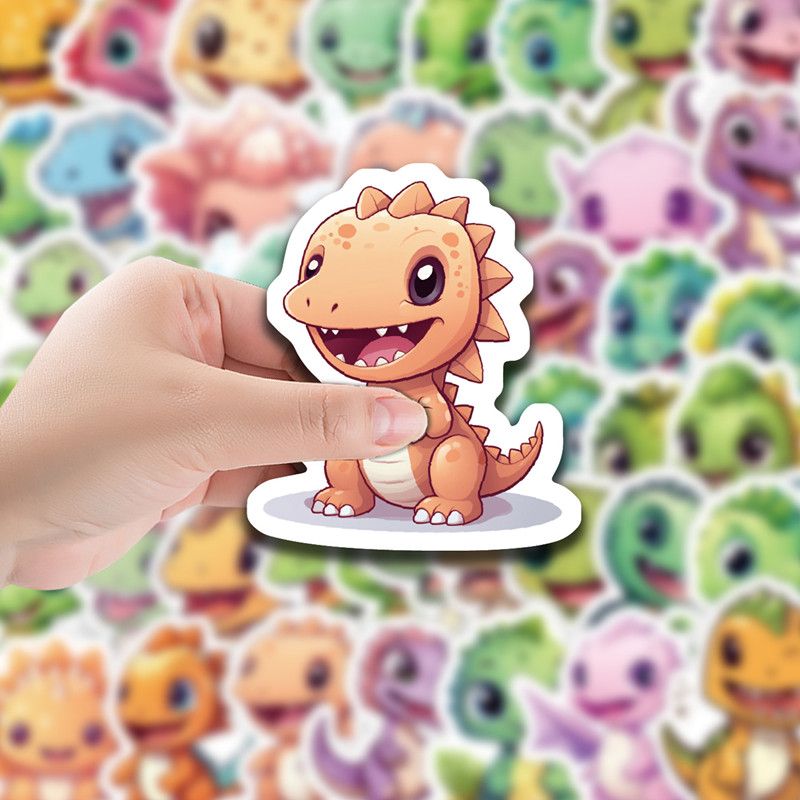 50PCS Cartoon Small Dinosaur PVC Sticker Aesthetic Children's Decoration Scrapbooking Stationery School Supplies for Kids