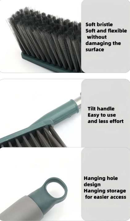 1PC Long Handled Broom with Soft Bristles for Dust Removal, Used for Cleaning Bedrooms, Living Rooms, Floors, and Carpets