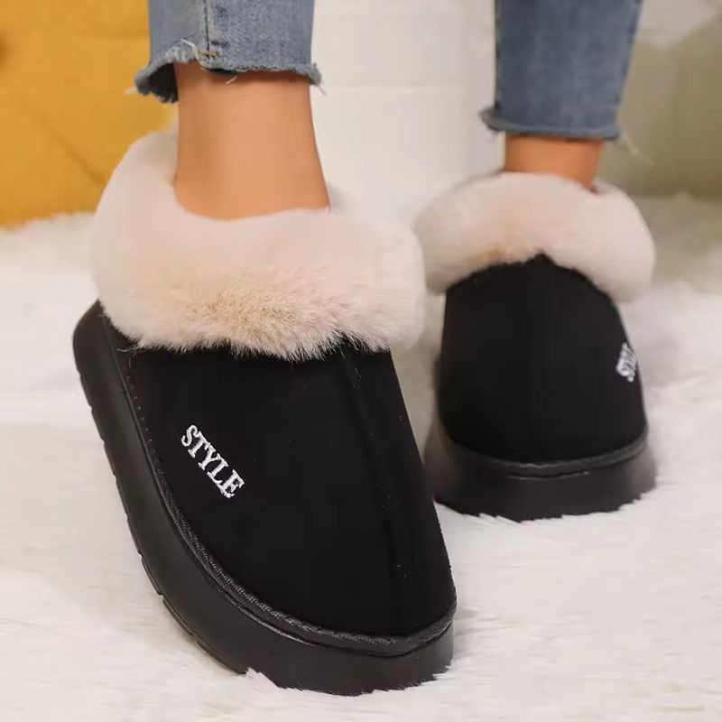 Winter Warm Cotton Slippers Women's Household Breathable Soft Sole Faux Fur Shoes Outdoor hike Lightweight Anti-Skid Snow Boots