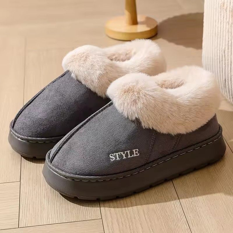 Winter Warm Cotton Slippers Women's Household Breathable Soft Sole Faux Fur Shoes Outdoor hike Lightweight Anti-Skid Snow Boots