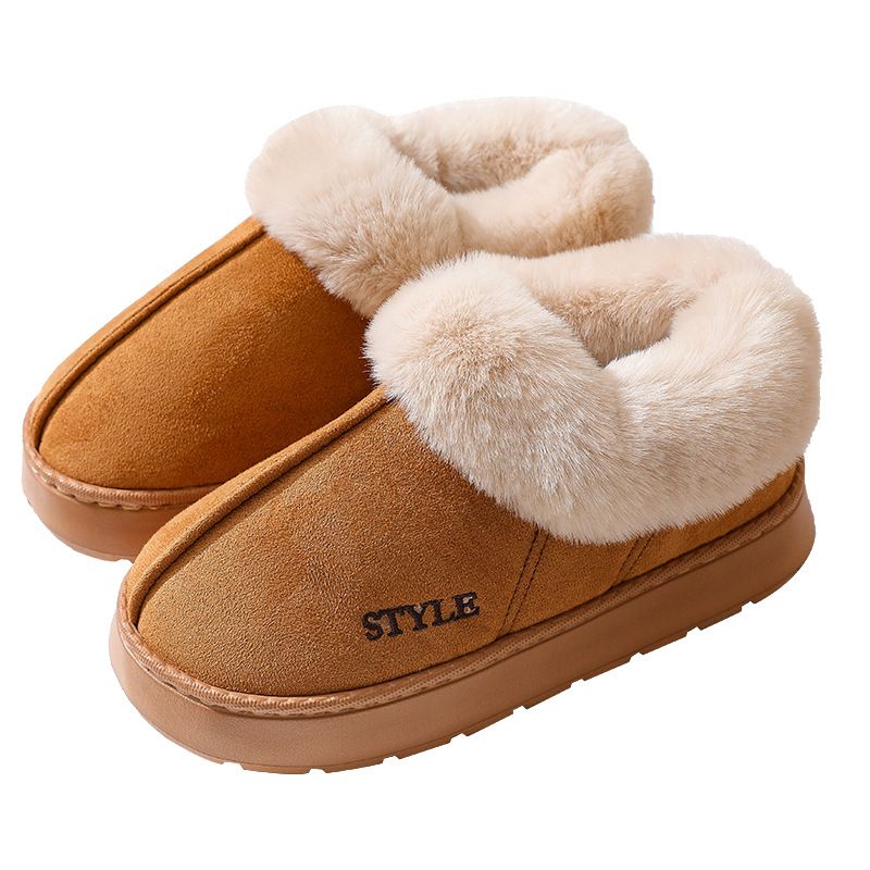 Winter Warm Cotton Slippers Women's Household Breathable Soft Sole Faux Fur Shoes Outdoor hike Lightweight Anti-Skid Snow Boots