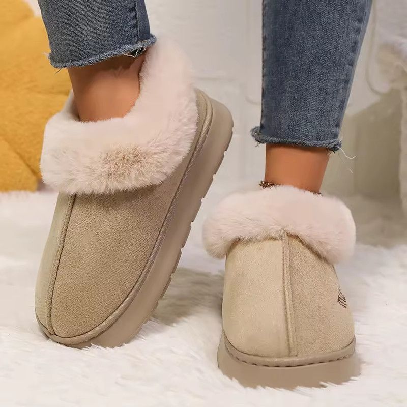 Winter Warm Cotton Slippers Women's Household Breathable Soft Sole Faux Fur Shoes Outdoor hike Lightweight Anti-Skid Snow Boots