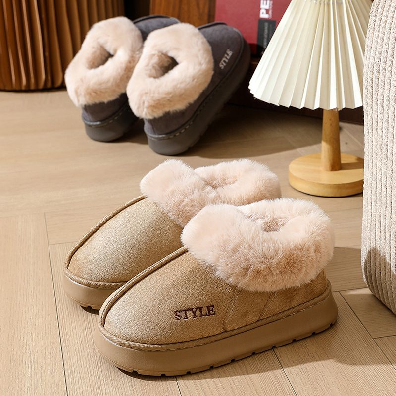 Winter Warm Cotton Slippers Women's Household Breathable Soft Sole Faux Fur Shoes Outdoor hike Lightweight Anti-Skid Snow Boots