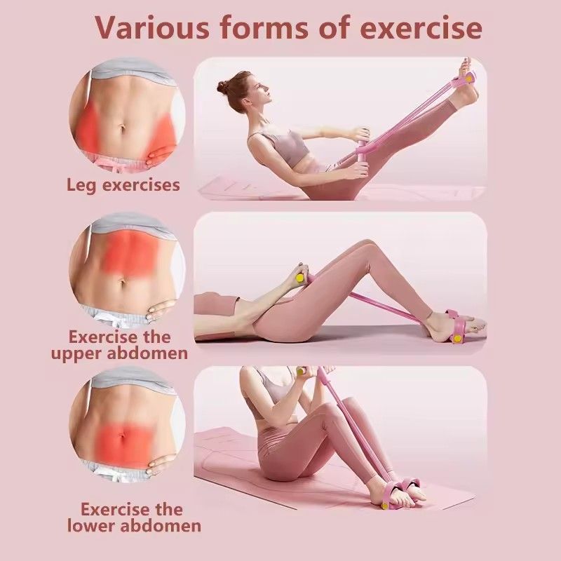 4-Tube Resistance Band with Handles Foot Pedal Professional Elastic Tension Rope for Workout Yoga Stretching Home Gym Fitness