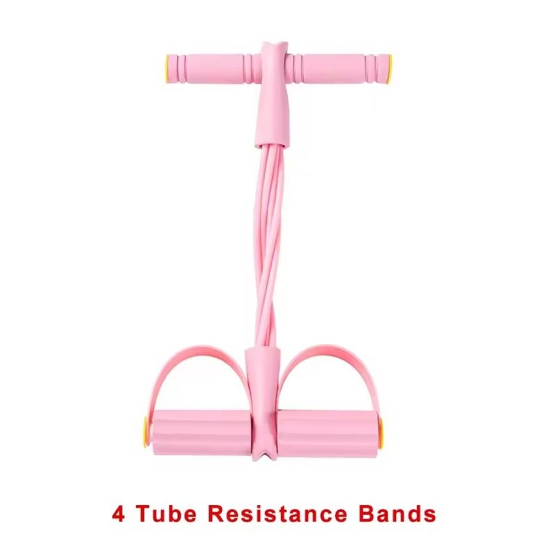4-Tube Resistance Band with Handles Foot Pedal Professional Elastic Tension Rope for Workout Yoga Stretching Home Gym Fitness
