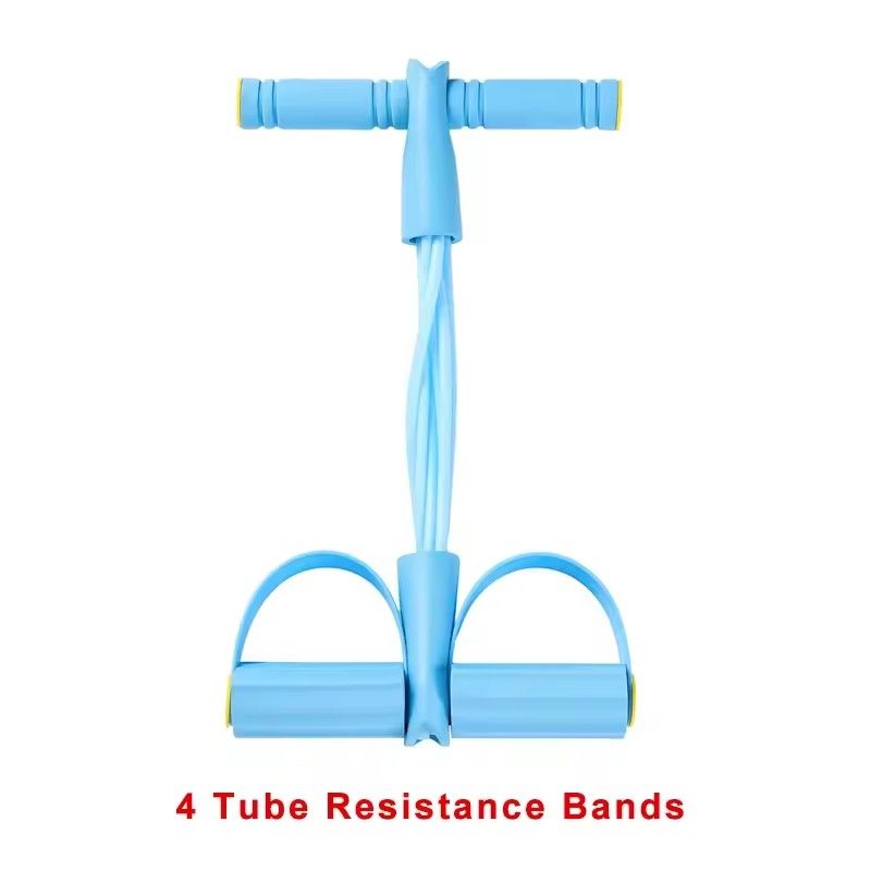 4-Tube Resistance Band with Handles Foot Pedal Professional Elastic Tension Rope for Workout Yoga Stretching Home Gym Fitness