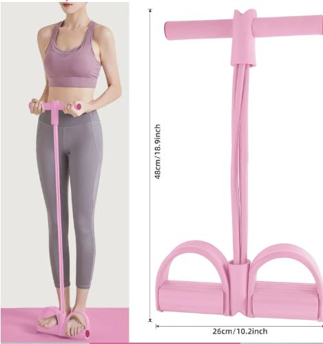 4-Tube Resistance Band with Handles Foot Pedal Professional Elastic Tension Rope for Workout Yoga Stretching Home Gym Fitness