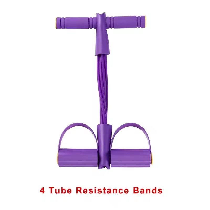 4-Tube Resistance Band with Handles Foot Pedal Professional Elastic Tension Rope for Workout Yoga Stretching Home Gym Fitness