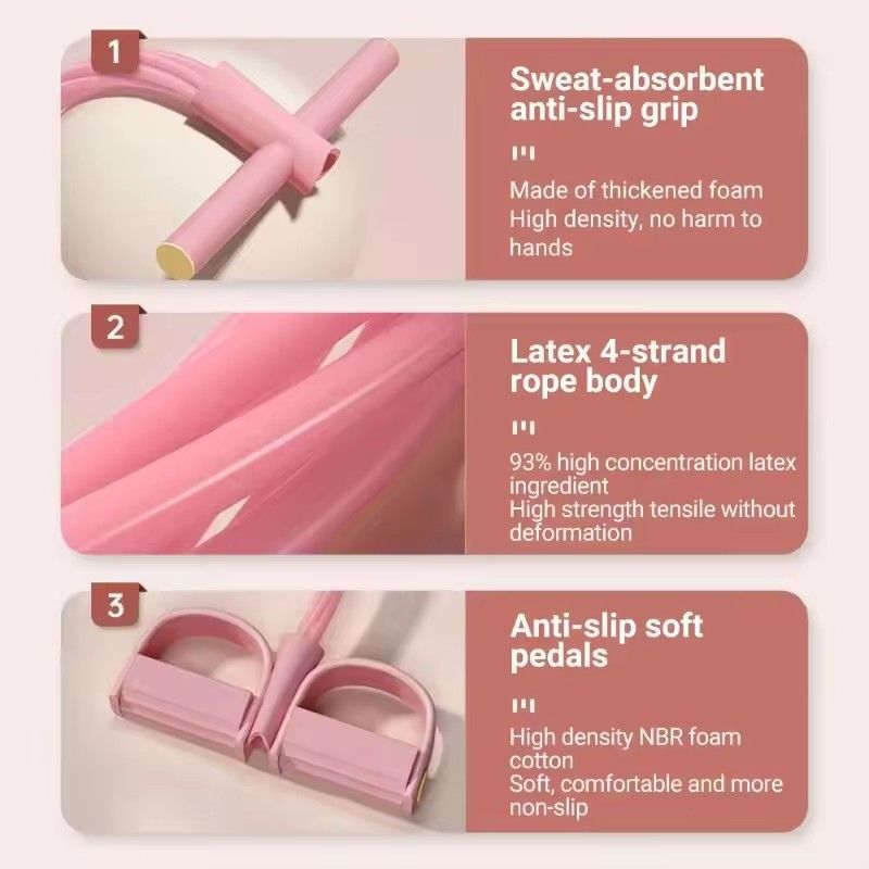 4-Tube Resistance Band with Handles Foot Pedal Professional Elastic Tension Rope for Workout Yoga Stretching Home Gym Fitness