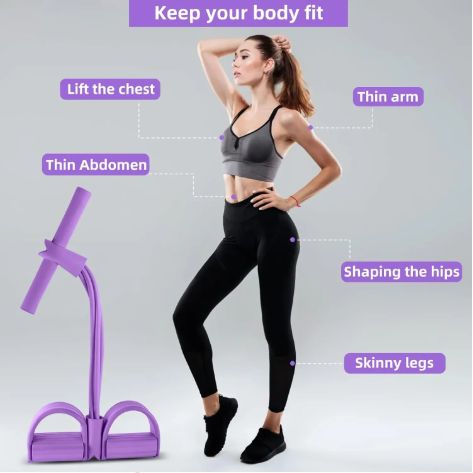 4-Tube Resistance Band with Handles Foot Pedal Professional Elastic Tension Rope for Workout Yoga Stretching Home Gym Fitness