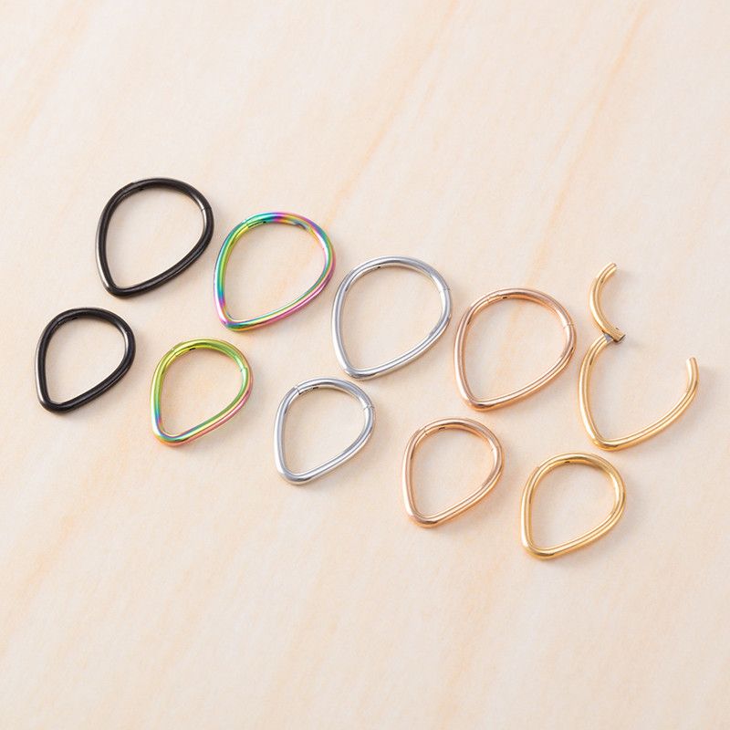 1PC Drip nose Ring Fashion stainless steel closed ring Hinge nasal septum ear bone multi-purpose ring piercing jewelry
